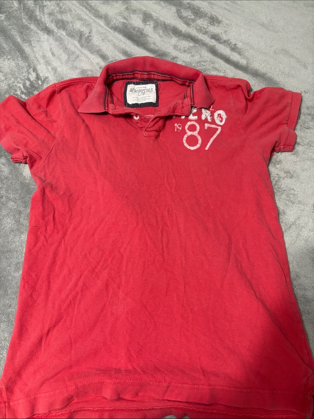 Aeropostale Red Men's Polo with '87 Chest Detail